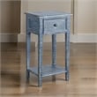 Rena Side End Table with 1 Drawer- 17 Inch Rustic Blue Mahogany Wood