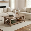 Anva Coffee Table- Light Brown Mahogany- Shelf- Rectangular 52 Inch