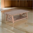 Anva Coffee Table- Light Brown Mahogany- Shelf- Rectangular 52 Inch