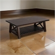 Anva Coffee Table- Dark Brown Mahogany- Shelf- Rectangular 52 Inch