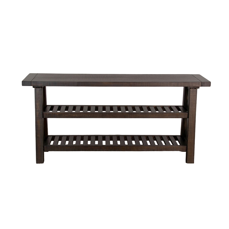 Anva Sofa Table- Dark Brown Mahogany- 2 Shelves- Rectangular 60 Inch