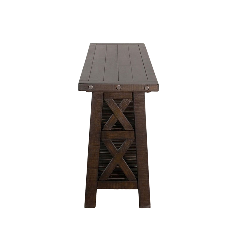 Anva Sofa Table- Dark Brown Mahogany- 2 Shelves- Rectangular 60 Inch