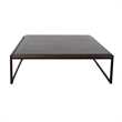 Lery Coffee Table- Dark Brown 50 Inch Square Wood Top- Black Metal