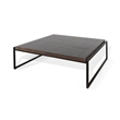 Lery Coffee Table- Dark Brown 50 Inch Square Wood Top- Black Metal