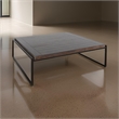 Lery Coffee Table- Dark Brown 50 Inch Square Wood Top- Black Metal