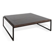 Lery Coffee Table- Dark Brown 50 Inch Square Wood Top- Black Metal
