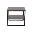 Lery End Table- Dark Brown Wood- Black Metal- Bottom Shelf- 24 Inch