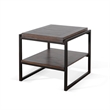 Lery End Table- Dark Brown Wood- Black Metal- Bottom Shelf- 24 Inch