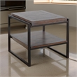 Lery End Table- Dark Brown Wood- Black Metal- Bottom Shelf- 24 Inch