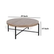 Reena Coffee Table- Light Brown Mahogany- Black Metal- Round 39 Inch