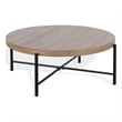Reena Coffee Table- Light Brown Mahogany- Black Metal- Round 39 Inch