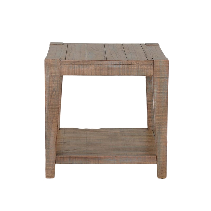 Lilly Side End Table-1 Shelf-Weathered Brown-24 Inch Square