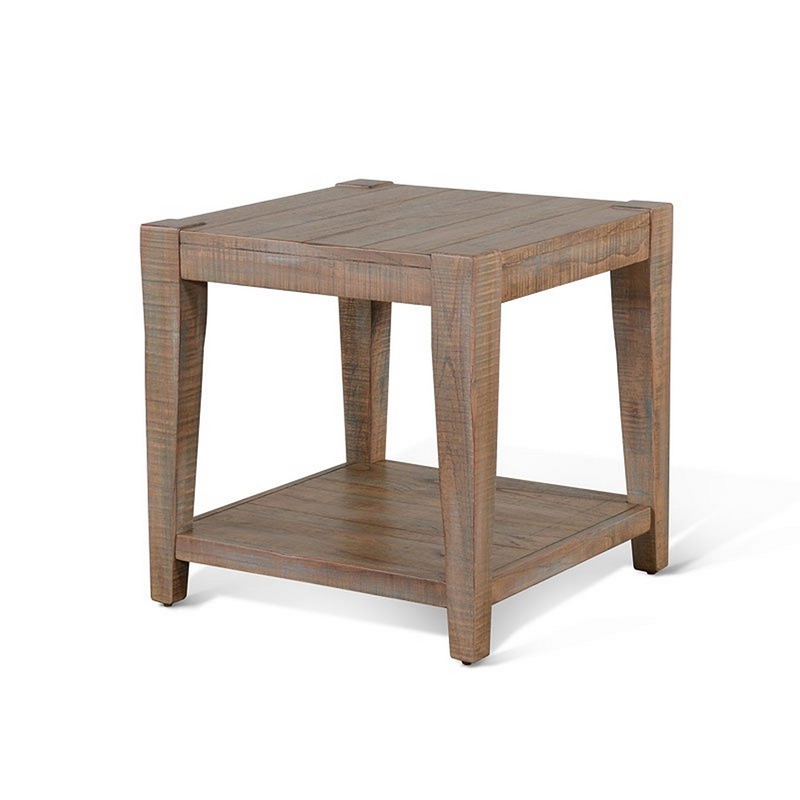 Lilly Side End Table-1 Shelf-Weathered Brown-24 Inch Square