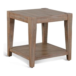 Lilly Side End Table-1 Shelf-Weathered Brown-24 Inch Square