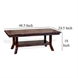 Odel Coffee Table- 1 Shelf- Dark Brown Mahogany- Rectangular 49 Inch