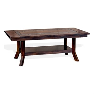 Odel Coffee Table- 1 Shelf- Dark Brown Mahogany- Rectangular 49 Inch