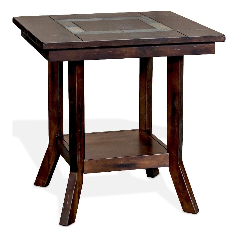 Odel Side End Table- 1 Shelf- Dark Brown Mahogany- Rectangular 25 Inch