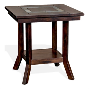 Odel Side End Table- 1 Shelf- Dark Brown Mahogany- Rectangular 25 Inch