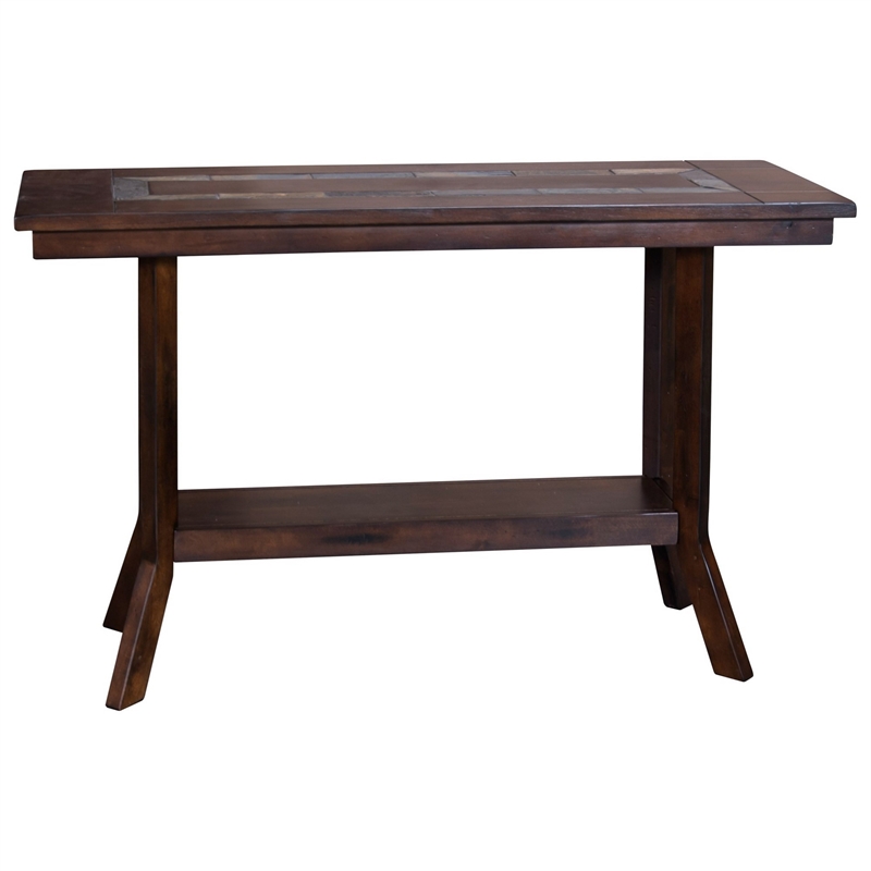 Odel Sofa Table- 1 Shelf- Dark Brown Mahogany- Rectangular 49 Inch
