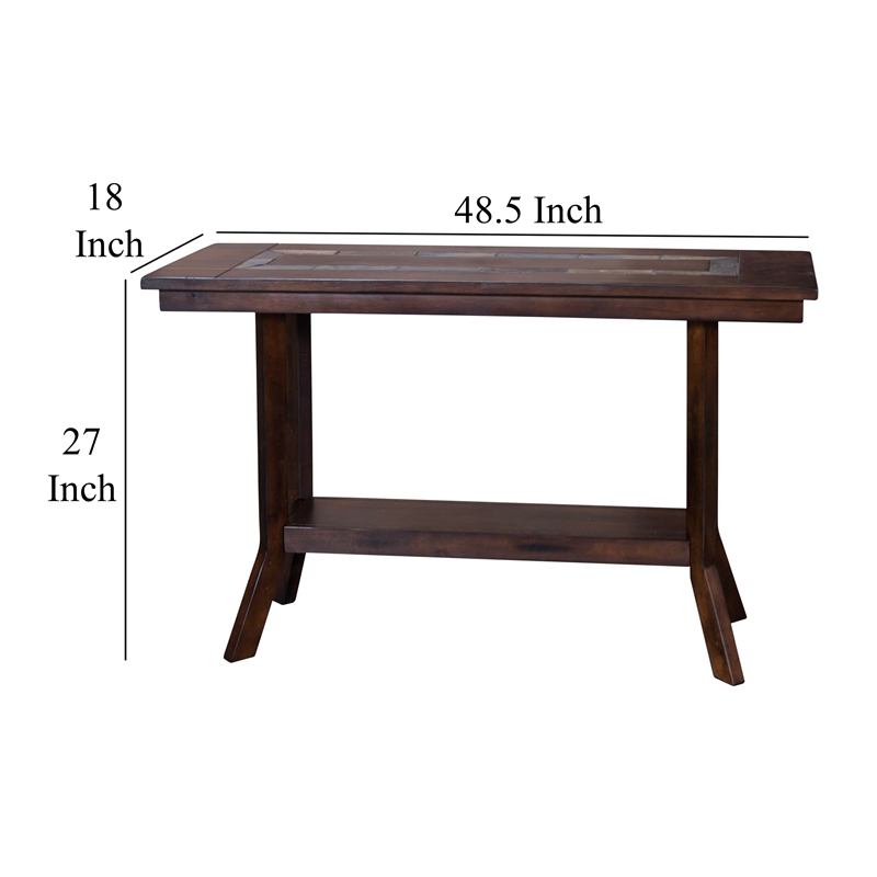 Odel Sofa Table- 1 Shelf- Dark Brown Mahogany- Rectangular 49 Inch