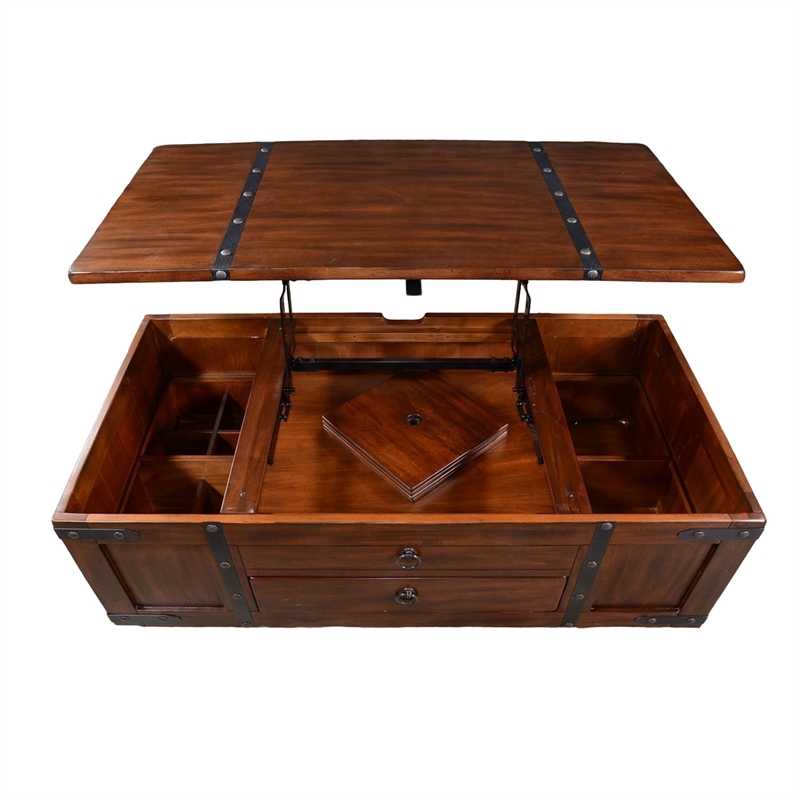 Odel Coffee Table- Dark Brown Mahogany Wood- Rectangular 48 Inch