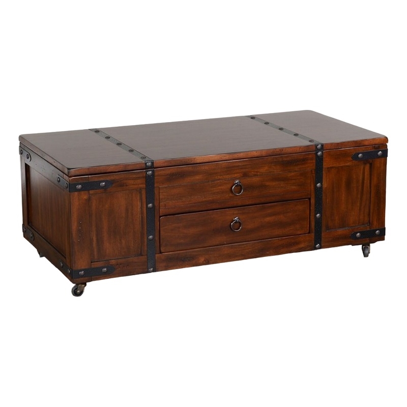 Odel Coffee Table- Dark Brown Mahogany Wood- Rectangular 48 Inch