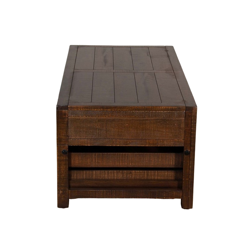 Flint Coffee Table- 2 Drawers- Crates- Dark Brown Mahogany- 50 Inch