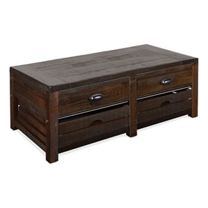 Flint Coffee Table- 2 Drawers- Crates- Dark Brown Mahogany- 50 Inch