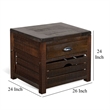 Flint End Table- 1 Drawer- 1 Crate- Dark Brown Mahogany Wood- 26 Inch