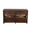 Flint Sofa Table- 2 Drawers- Crates- Dark Brown Mahogany Wood- 50 Inch