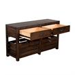 Flint Sofa Table- 2 Drawers- Crates- Dark Brown Mahogany Wood- 50 Inch