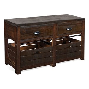 Flint Sofa Table- 2 Drawers- Crates- Dark Brown Mahogany Wood- 50 Inch