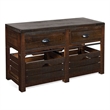 Flint Sofa Table- 2 Drawers- Crates- Dark Brown Mahogany Wood- 50 Inch