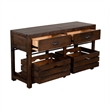 Flint Sofa Table- 2 Drawers- Crates- Dark Brown Mahogany Wood- 50 Inch