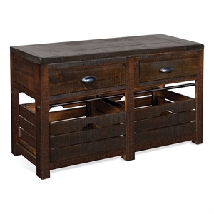 Flint Sofa Table- 2 Drawers- Crates- Dark Brown Mahogany Wood- 50 Inch