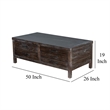 Nikay Coffee Table- 5 Drawers- Dark Brown Mindi- Rectangular 50 Inch
