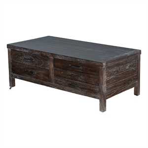 Nikay Coffee Table- 5 Drawers- Dark Brown Mindi- Rectangular 50 Inch
