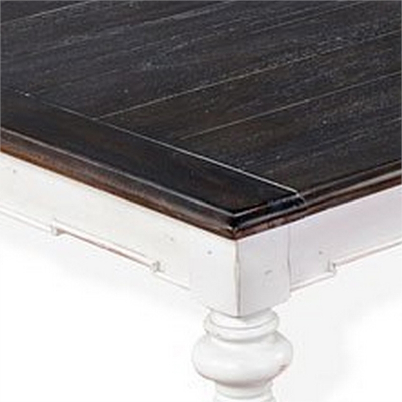 Kiyan Coffee Table- White- Dark Brown Mahogany- Rectangular 52 Inch