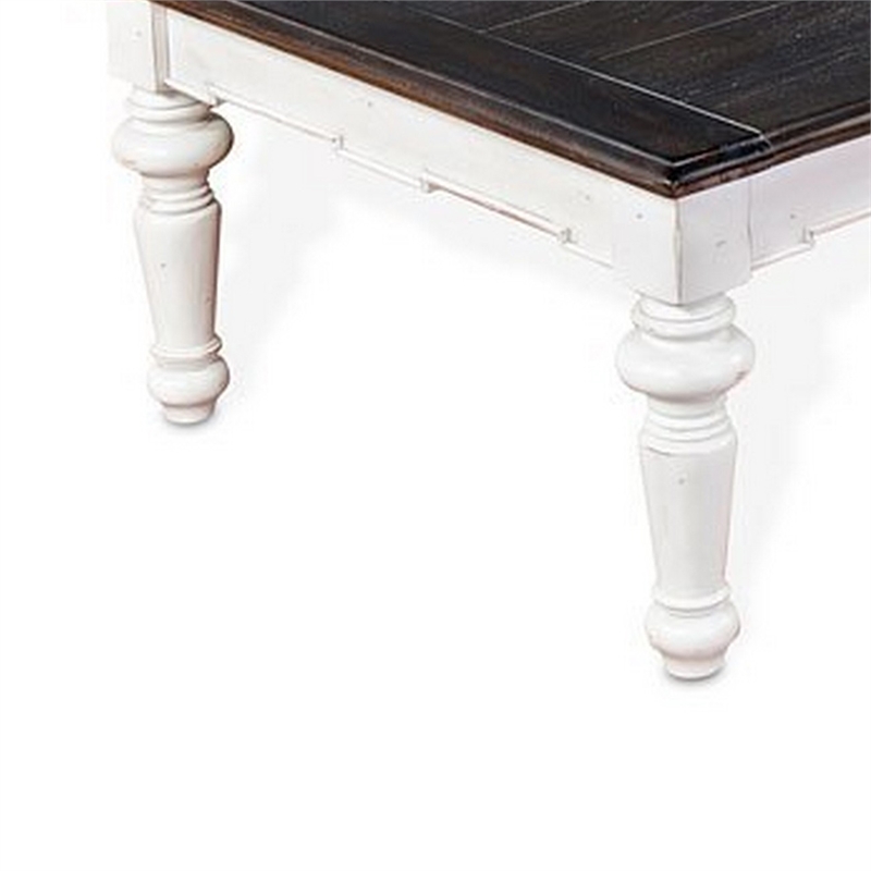 Kiyan Coffee Table- White- Dark Brown Mahogany- Rectangular 52 Inch