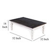 Kiyan Coffee Table- White- Dark Brown Mahogany- Rectangular 52 Inch