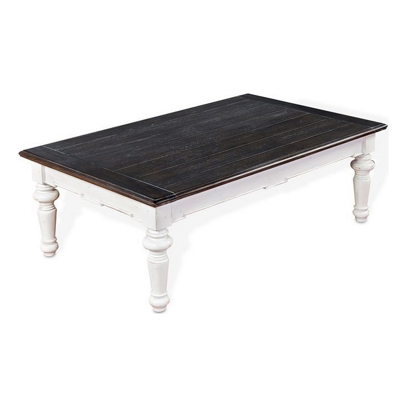 Kiyan Coffee Table- White- Dark Brown Mahogany- Rectangular 52 Inch