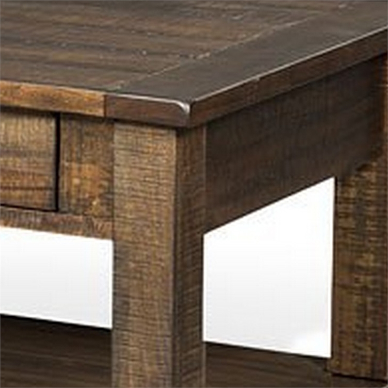 Flint Coffee Table- 2 Drawers- Shelf- Dark Brown Mahogany- 48 Inch