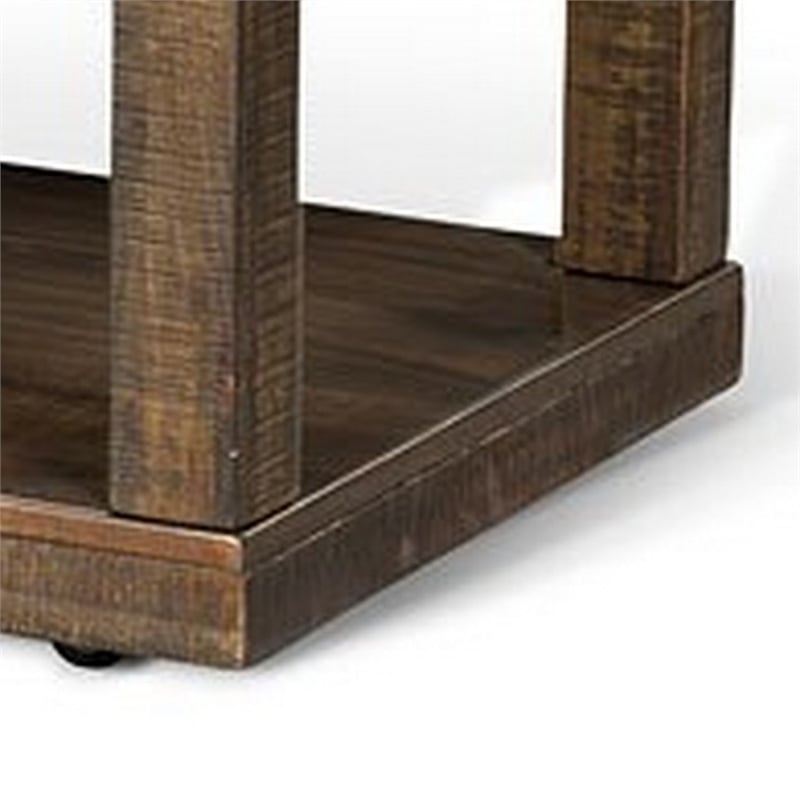 Flint Coffee Table- 2 Drawers- Shelf- Dark Brown Mahogany- 48 Inch