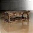 Flint Coffee Table- 2 Drawers- Shelf- Dark Brown Mahogany- 48 Inch