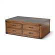 Zinia Coffee Table- 4 Drawers- Plinth Medium Brown Mindi Wood- 50 Inch
