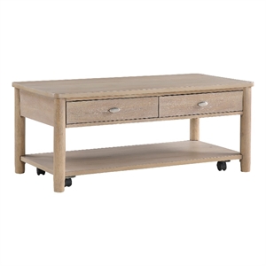 Neka Coffee Table- Farmhouse Natural Brown Wood and Veneer- 48 Inch