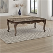 Hesar Coffee Table- 51 Inch Marble Top- Cherry Brown- Cabriole Legs