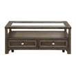 Berny Coffee Table- 2 Drawer and Glass Top- Charcoal Brown 46 Inch