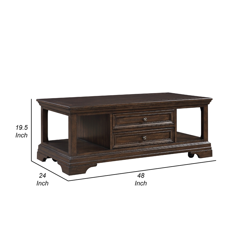 Tabby Lift-Top Coffee Table- Side Shelves and Caster Wheels- Brown