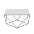 Allie Coffee Table- Sintered Stone- Silver Stainless Steel 32 Inch